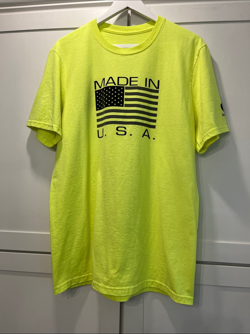 Made in U.S.A. Don’t Tread On Me Sleeve Neon Yellow Graphic Tee - Men